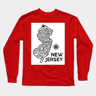 New Jersey Map Long Sleeve T-Shirt